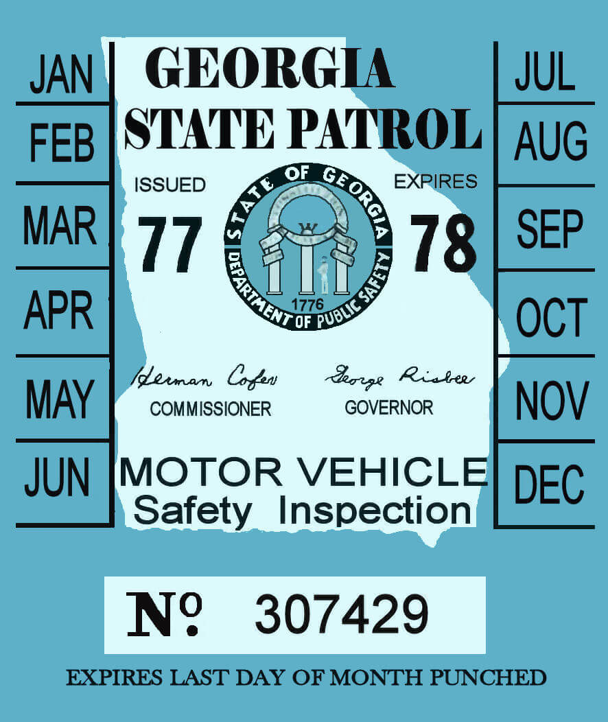 (image for) 1977-78 Georgia Inspection Sticker